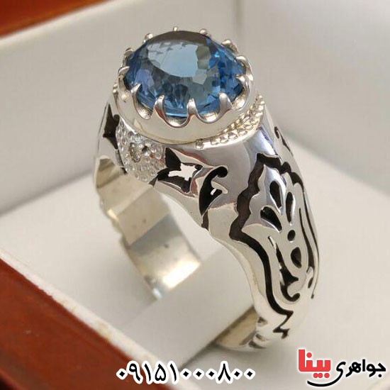 انگشتر توپاز دست ساز و فاخر مردانه _کد:24013
