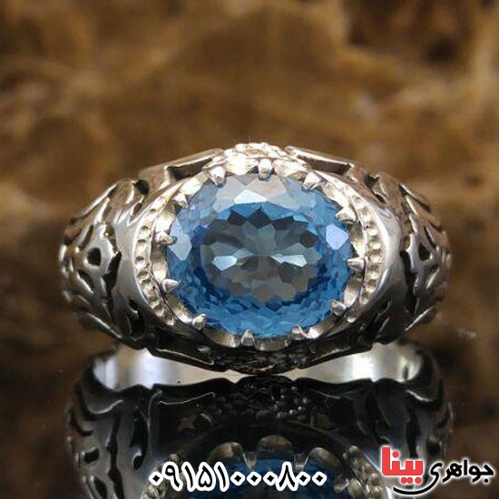 انگشتر توپاز دست ساز و فاخر مردانه _کد:24013