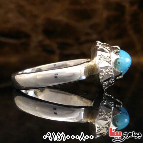 انگشتر فیروزه نیشابوری دست ساز زنانه بسیار زیبا _کد:24044