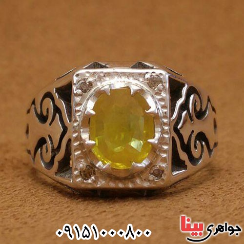 انگشتر یاقوت زرد خوشرنگ خاص دست ساز مردانه _کد:24054