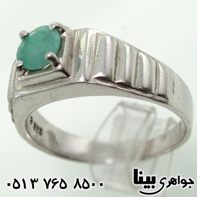 انگشتر زمرد طرح پله ای مردانه
