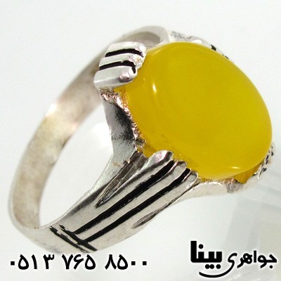 انگشتر عقیق شرف الشمس مردانه چهار چنگ