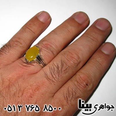 انگشتر عقیق شرف الشمس مردانه چهار چنگ