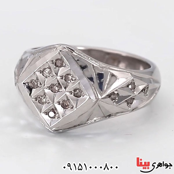 انگشتر الماس دست ساز فاخر مردانه _کد:24078
