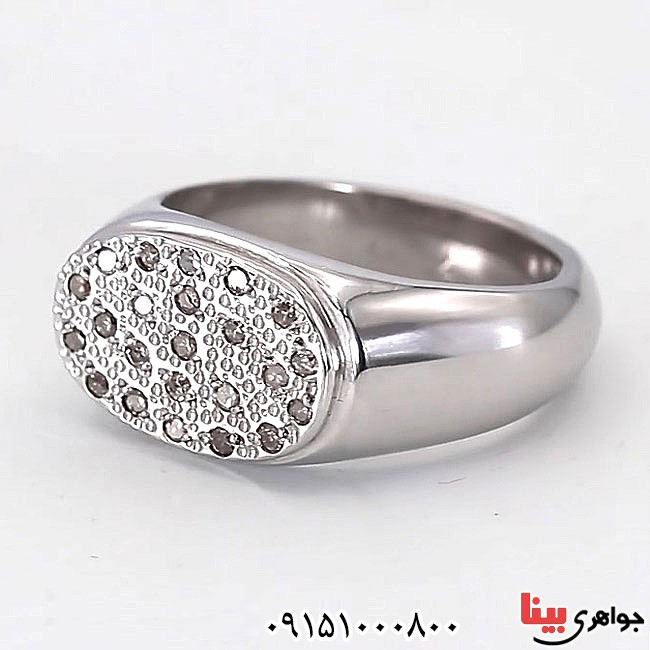 انگشتر الماس رودیوم دست ساز و فاخر مردانه _کد:24080