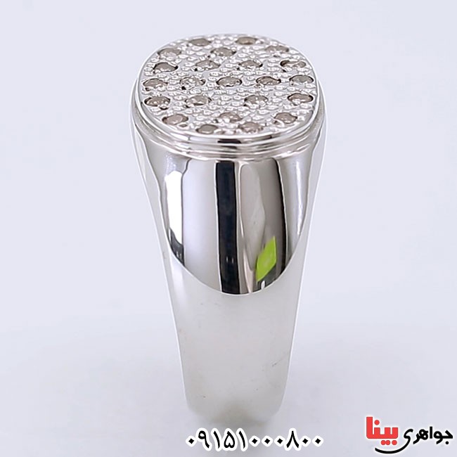 انگشتر الماس رودیوم دست ساز و فاخر مردانه _کد:24080