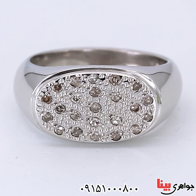 انگشتر الماس رودیوم دست ساز و فاخر مردانه _کد:24080