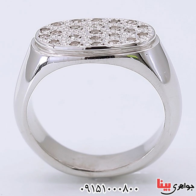 انگشتر الماس رودیوم دست ساز و فاخر مردانه _کد:24080