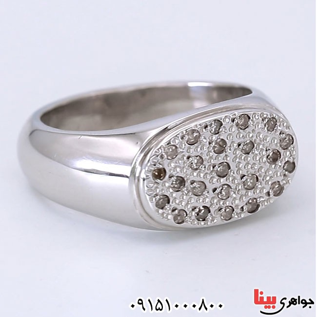 انگشتر الماس رودیوم دست ساز و فاخر مردانه _کد:24080