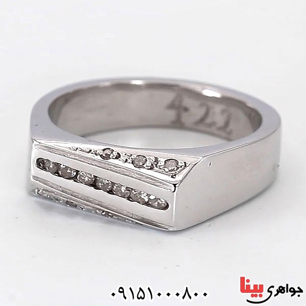 انگشتر الماس رودیوم و دست ساز مردانه _کد:24081