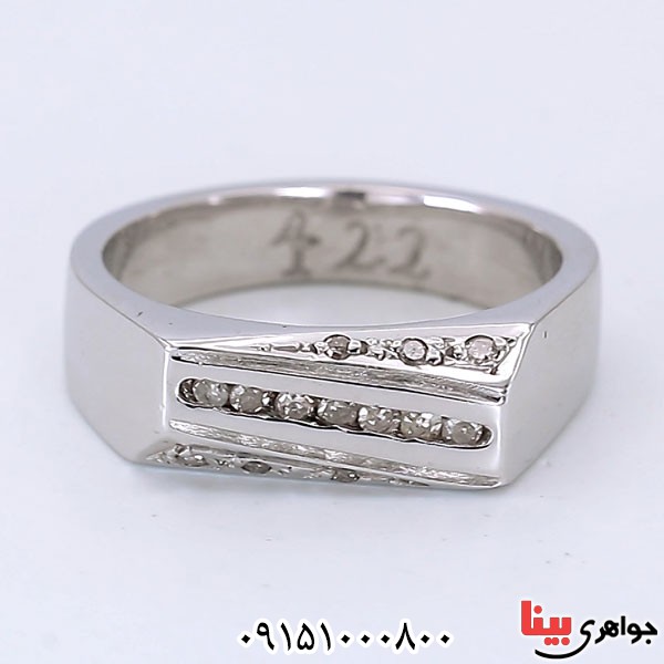 انگشتر الماس رودیوم و دست ساز مردانه _کد:24081