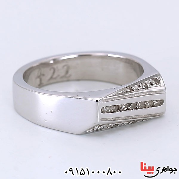 انگشتر الماس رودیوم و دست ساز مردانه _کد:24081