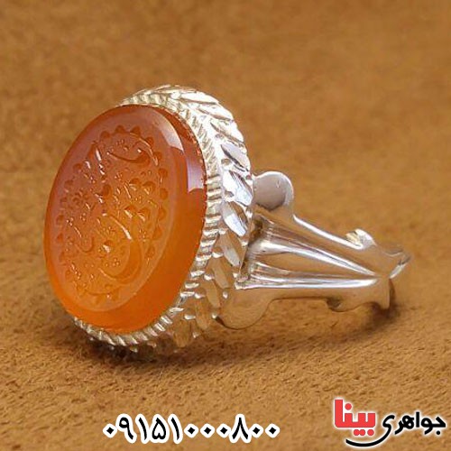 انگشتر عقیق یمنی خطی خوشرنگ مردانه _کد:24093