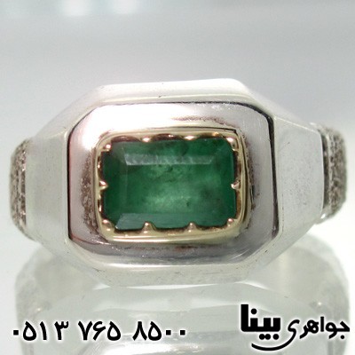 انگشتر زمرد مردانه طرح مدچی ایتالیا