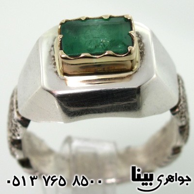 انگشتر زمرد مردانه طرح مدچی ایتالیا