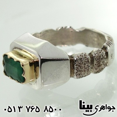 انگشتر زمرد مردانه طرح مدچی ایتالیا