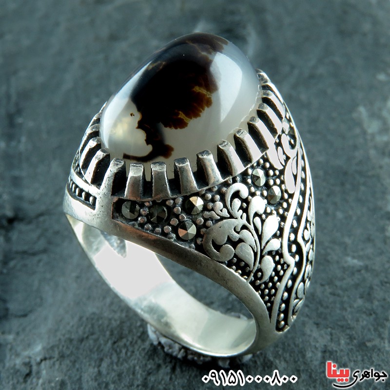 انگشتر عقیق شجری طبیعی طرح مارکازیت اسپرت _کد:24119 انگشتر عقیق شجری طبیعی طرح مارکازیت اسپرت _کد:24119