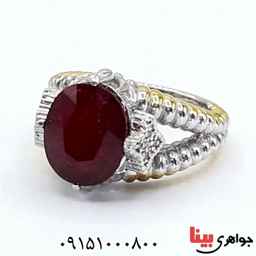 انگشتر یاقوت سرخ رودیوم و برلیان فاخر زنانه _کد:24154