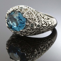 انگشتر توپاز خوشرنگ و فاخر رودیوم زنانه 