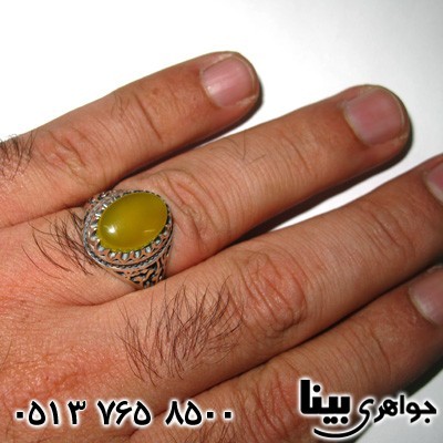 انگشتر عقیق شرف الشمس مردانه با رکاب علی مع الحق