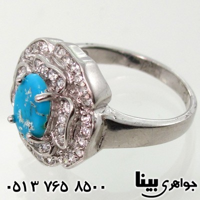 انگشتر فیروزه نیشابوری زنانه طرح رز
