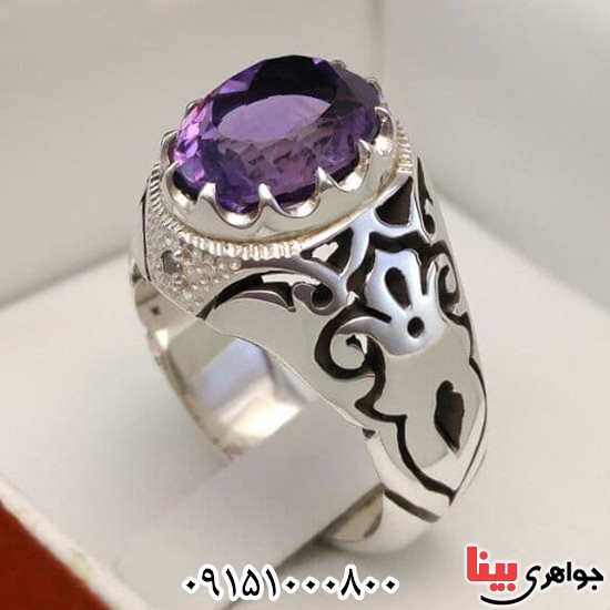 انگشتر آمتیست خوشرنگ خاص و دست ساز _کد:24248