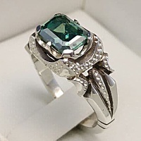 انگشتر توپاز سبز خوشرنگ و دست ساز مردانه 