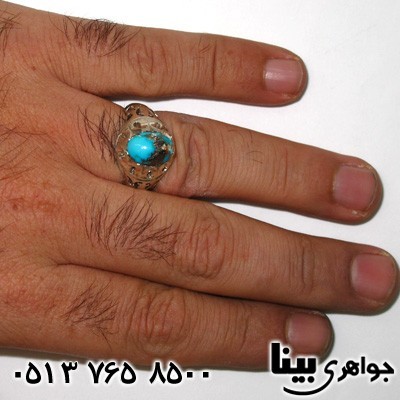 انگشتر فیروزه نیشابوری مردانه نقش برزخی