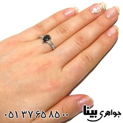 انگشتر یاقوت کبود نگین اشکی