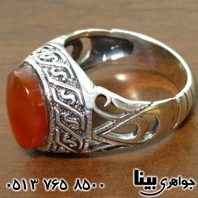 انگشتر عقیق یمنی مردانه طرح اسلیمی