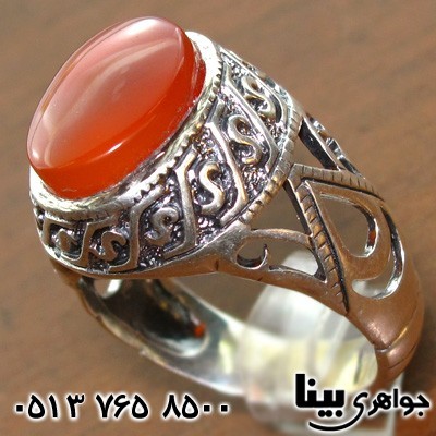 انگشتر عقیق یمنی مردانه طرح اسلیمی