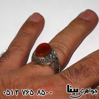انگشتر عقیق یمنی مردانه طرح اسلیمی