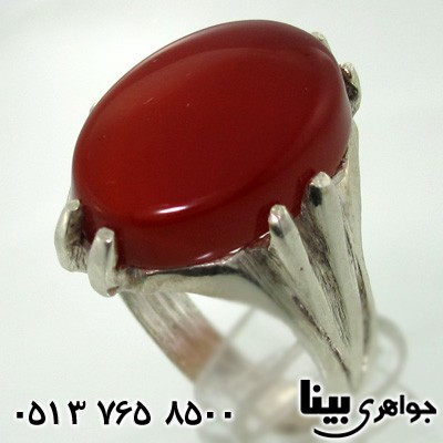 انگشتر عقیق مردانه چهار چنگ ساده
