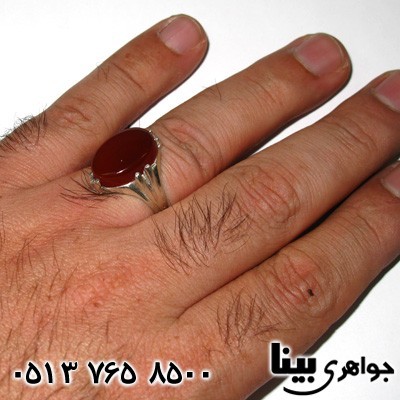 انگشتر عقیق مردانه چهار چنگ ساده