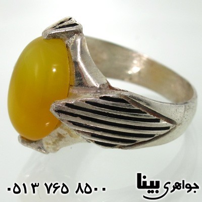 انگشتر عقیق شرف الشمس مردانه خط دار