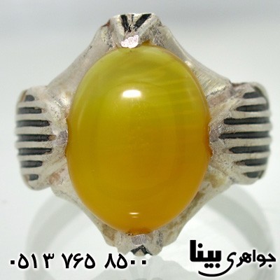 انگشتر عقیق شرف الشمس مردانه خط دار