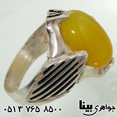انگشتر عقیق شرف الشمس مردانه خط دار