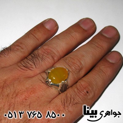 انگشتر عقیق شرف الشمس مردانه خط دار