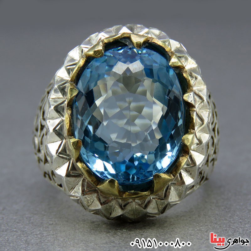 انگشتر توپاز درشت فاخر مردانه _کد:24582