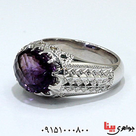 انگشتر آمتیست فاخر دست ساز مردانه _کد:24591