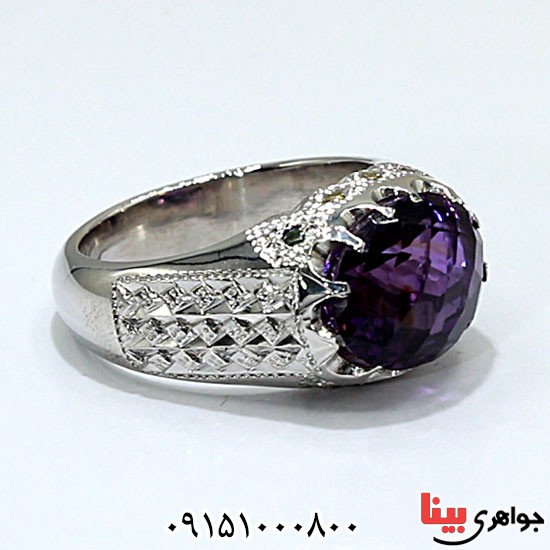 انگشتر آمتیست فاخر دست ساز مردانه _کد:24591