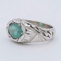 انگشتر توپاز سبز دور الماس بسیار عالی فاخر 