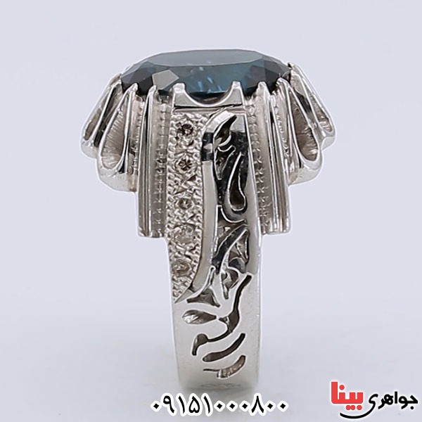 انگشتر توپاز و الماس بسیار عالی فاخر _کد:24627