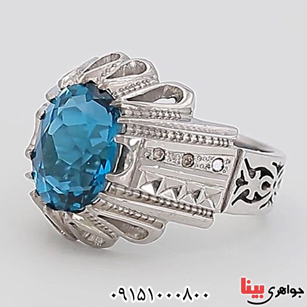 انگشتر توپاز دست ساز فاخر مردانه _کد:24645