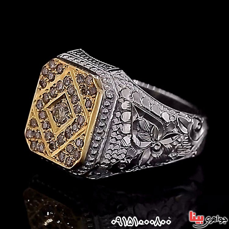 انگشتر الماس روسی (موزانایت) فاخر و دست ساز مردانه _کد:24691