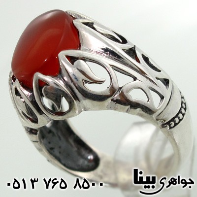 انگشتر عقیق یمنی مردانه طرح اشک و برگ