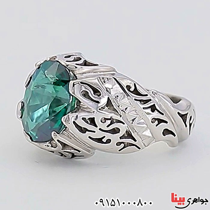 انگشتر توپاز سبز خوشرنگ و دست ساز _کد:24715