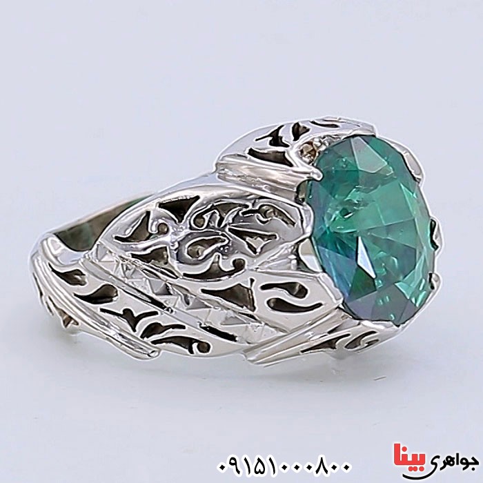 انگشتر توپاز سبز خوشرنگ و دست ساز _کد:24715