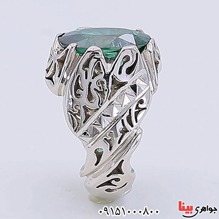انگشتر توپاز سبز خوشرنگ و دست ساز _کد:24715