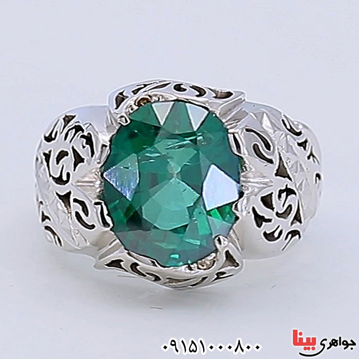 انگشتر توپاز سبز خوشرنگ و دست ساز _کد:24715